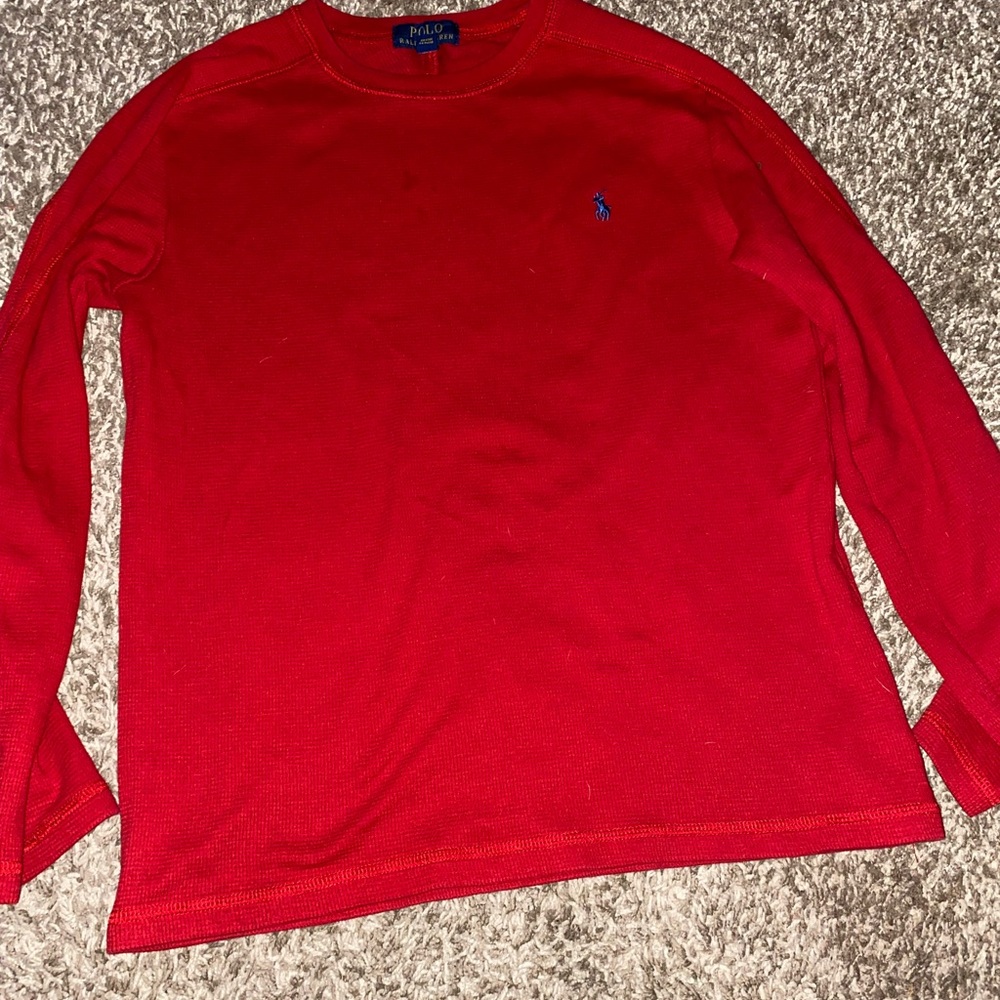 Red long sleeve polo shirt
